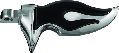 Chrome Kuryakyn Flamin Peg with male mount adapter, featuring an aggressive flamed design for powersports bikes.