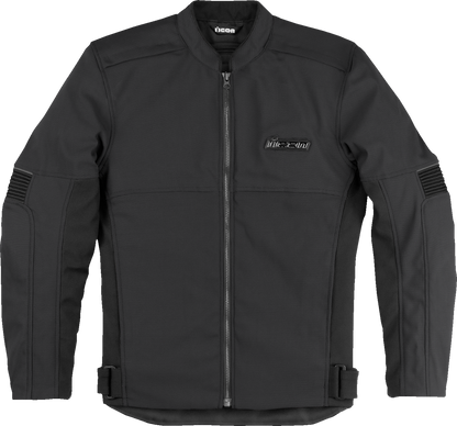 Bill's Exhausts ICON Slabtown Jacket in black, medium size, shown with front view and zipper closure.