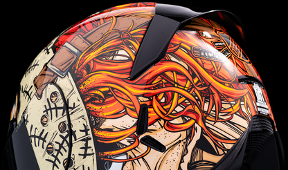 Red ICON Airframe Pro™ helmet in large size with top shelf design, featuring sleek aerodynamic shape and black visor.
