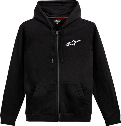 Alpinestars Ageless Zip Hoodie in black and white, size XL, featuring a full zip front and casual hoodie style.
