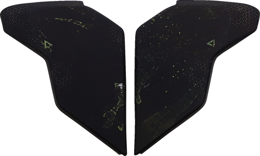 Black ICON Airflite™ side plates for helmet parts, shown in a close-up view with a sleek, matte finish.