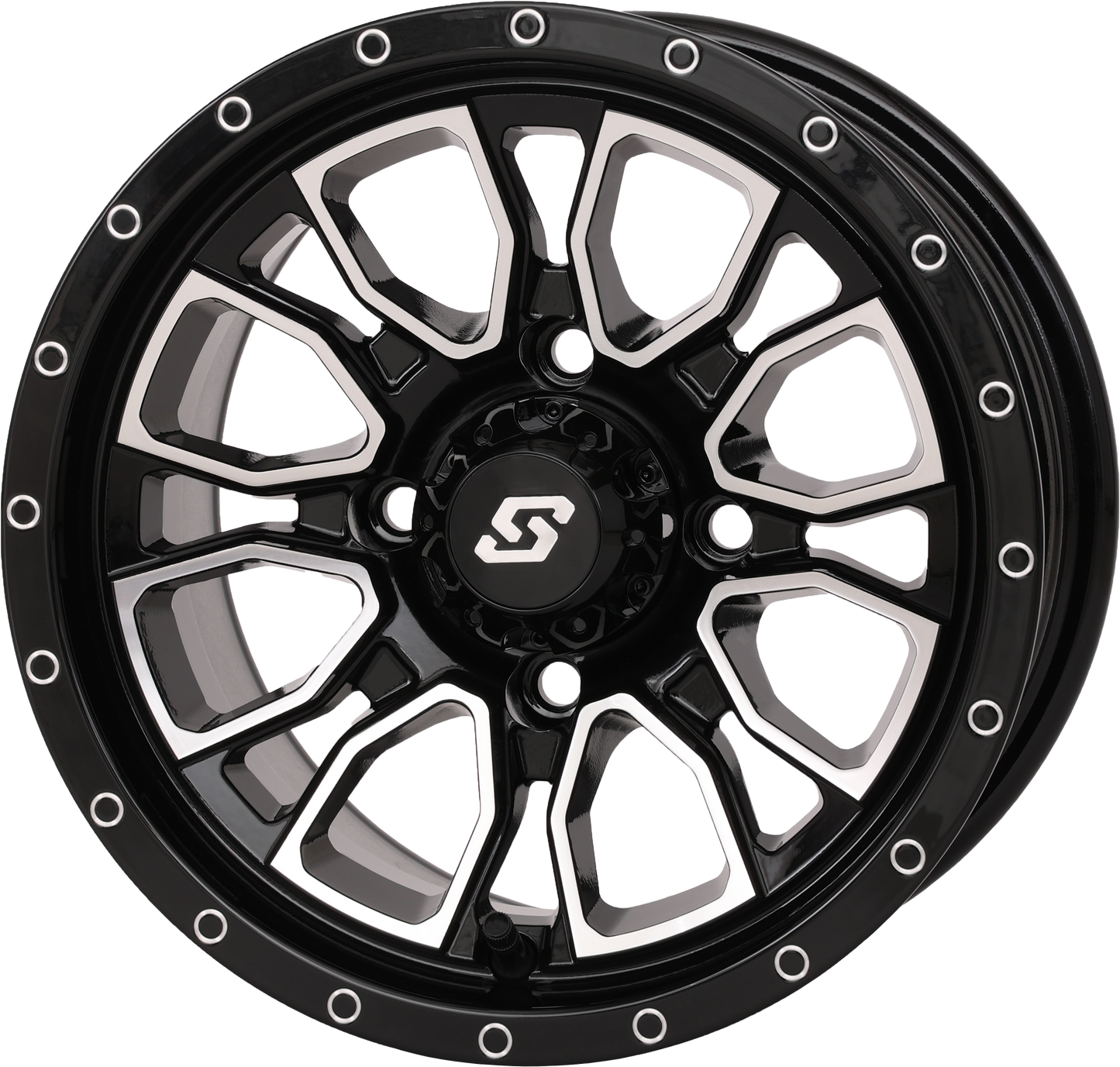 Sedona Fusion Wheel 12x7 inch with 5+2 offset in gloss black machined finish, featuring a sleek, modern design.