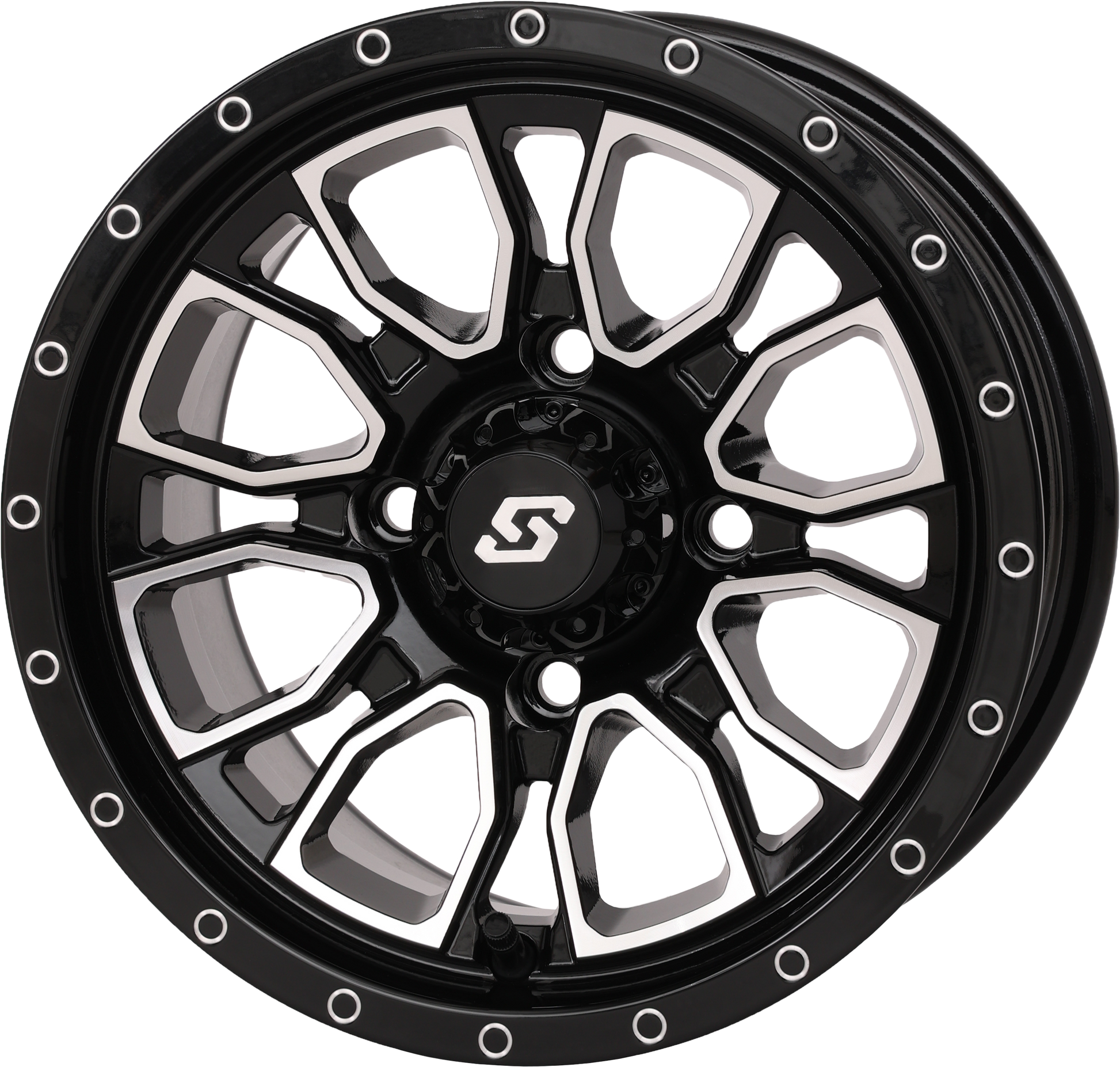 Sedona Fusion Wheel 12x7 inch with 5+2 offset in gloss black machined finish, featuring a sleek, modern design.