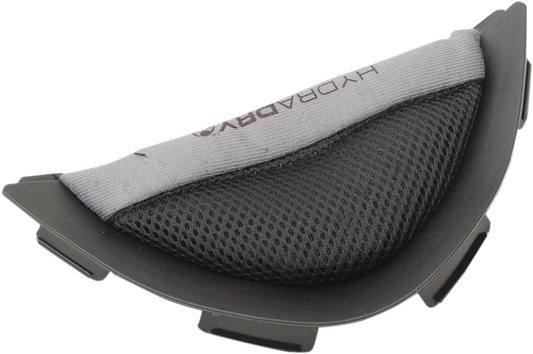 Black ICON Airflite™ Chin Curtain for helmets, designed to fit Bill's Exhausts helmet parts, enhances comfort and style.