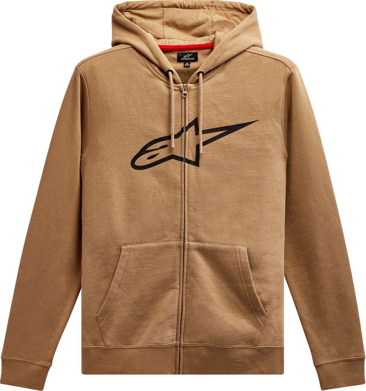 Alpinestars Ageless 2 zip hoodie in sand and black, medium size, featuring a stylish design and front zipper detail.