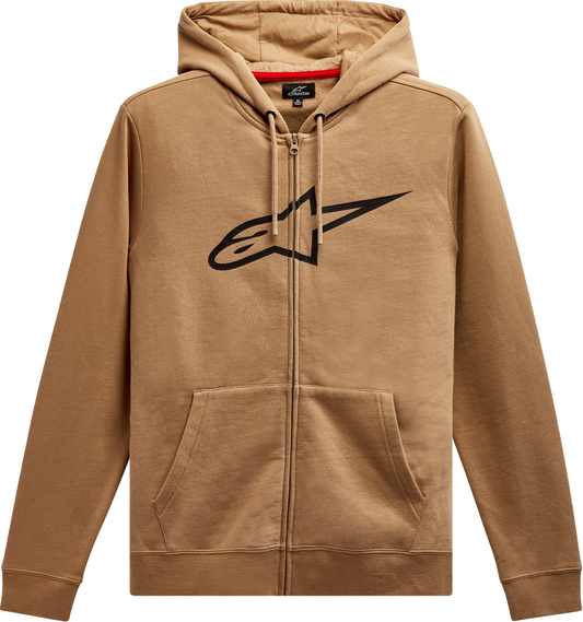 Alpinestars Ageless 2 Zip Hoodie in Sand and Black, large size, featuring a front zipper and casual hoodie style.