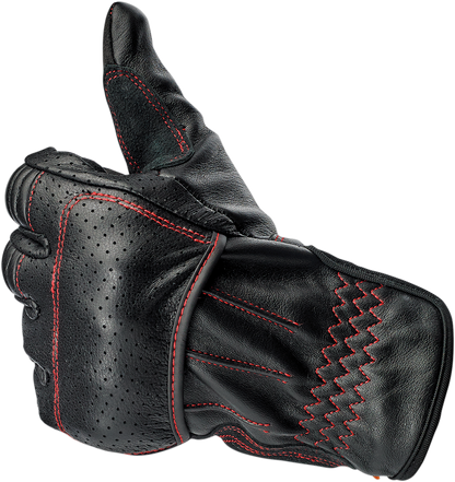 Red BILTWell Borrego Gloves in XL size, featuring durable construction and vibrant redline design for motorcycle riding.