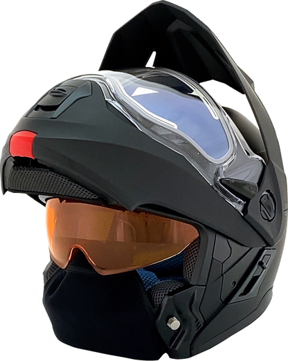 Matte black AFX FX-111DS electric snow helmet in XS size, featuring a sleek design and secure fit for winter snow sports.