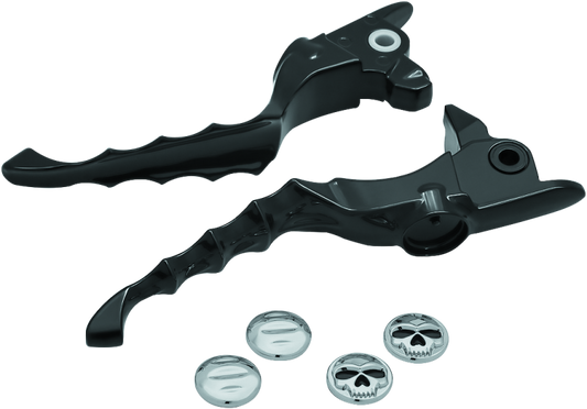 Kuryakyn Zombie lever set for Harley-Davidson Touring 2017-2018, gloss black motorcycle brake and clutch levers.