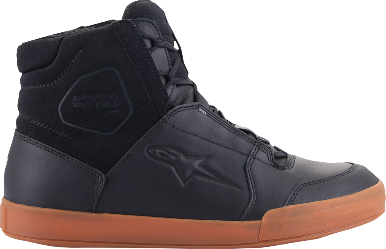 Alpinestars Chrome waterproof shoes in black and brown, US 7.5, featuring a sleek design and sturdy construction.