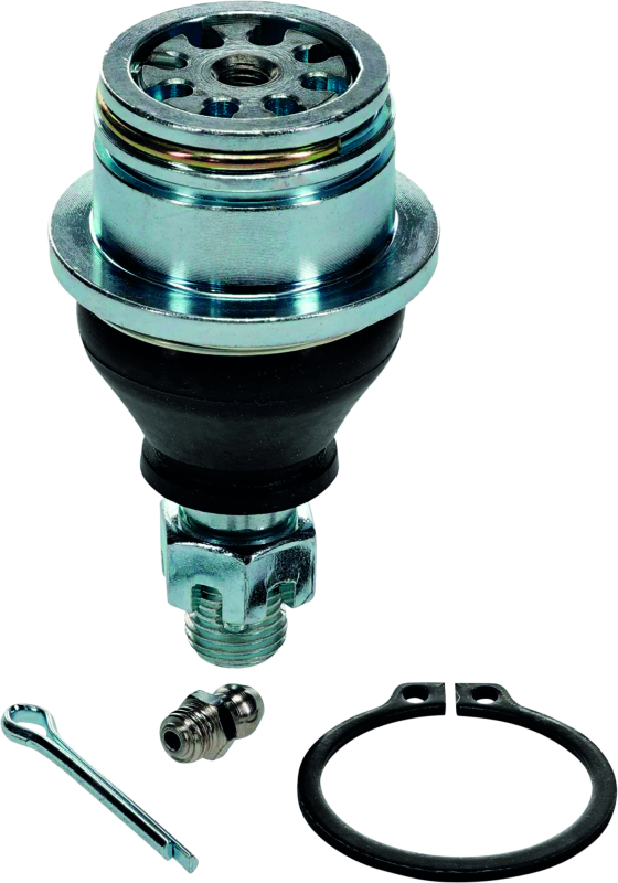 QuadBoss heavy-duty lower ball joint kit for Kawasaki KFX 700 and Mule PRO-MX, showing durable metal components.