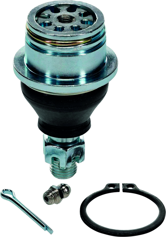 QuadBoss heavy-duty lower ball joint kit for Kawasaki KFX 700 and Mule PRO-MX, showing durable metal components.