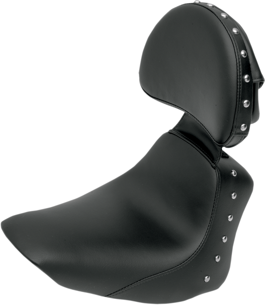 SADDLEMEN Heels Down Solo Seat - With Backrest - Studded - Black - FLSTC 806-15-0031 - Howling Moto