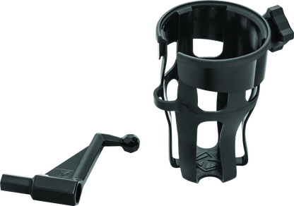 Kuryakyn Reflex Drink Holder for Honda Goldwing GL1800 passenger mount in black, designed to securely hold beverages on motorcycle.