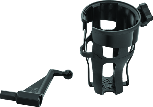 Kuryakyn Reflex Drink Holder for Honda Goldwing GL1800 passenger mount in black, designed to securely hold beverages on motorcycle.