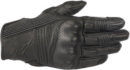 Alpinestars Mustang V2 black motorcycle gloves in 2XL size, featuring reinforced palms and adjustable wrist closure.