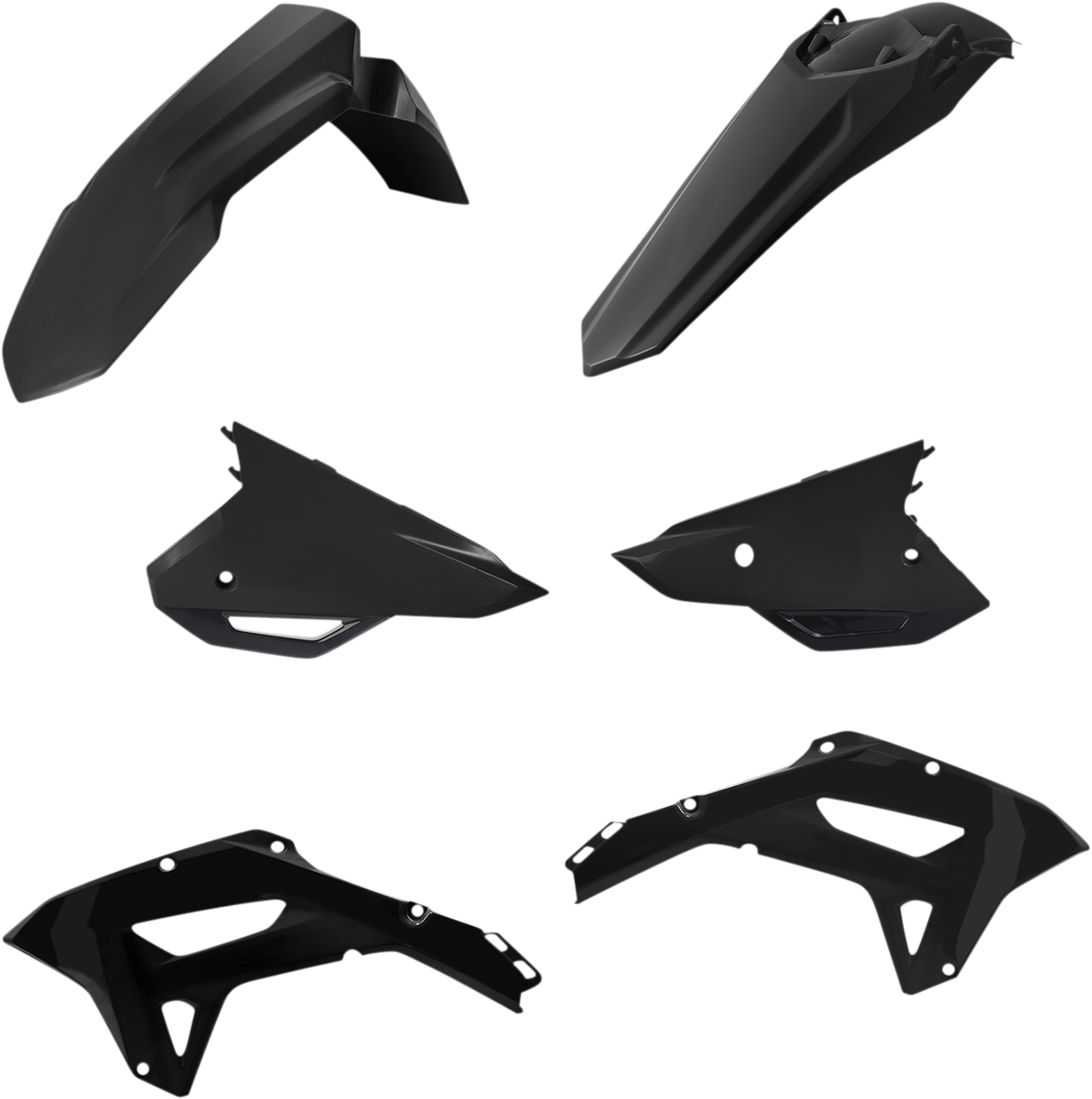 Black Acerbis standard replacement body kit for motorcycles, designed for seamless fit and durable bodywork.