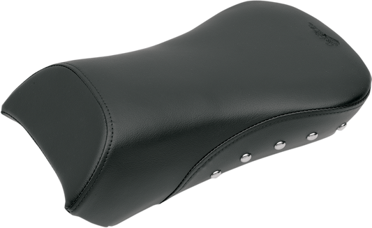 Studded SADDLEMEN Pillion seat for Harley FLSTC 2006-2017, designed for comfort and style with detailed stud accents.
