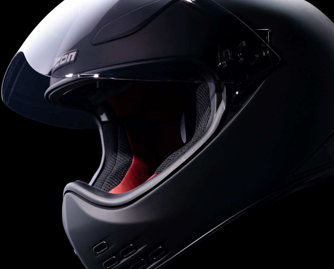 Bill's Exhausts ICON Domain™ helmet in rubatone finish, XS size, showing sleek aerodynamic design and matte surface.