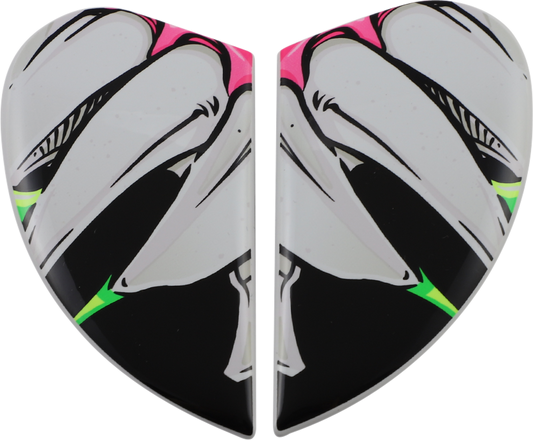 Pink ICON Airframe Pro™ side plates with Beastie Bunny design for helmets, made by Bill's Exhausts.