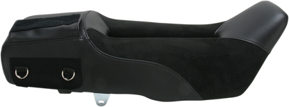 Bill's Exhausts SADDLEMEN Adventure Seat for KLR 650 motorcycle, showing the black seat with textured surface and mounting hardware.