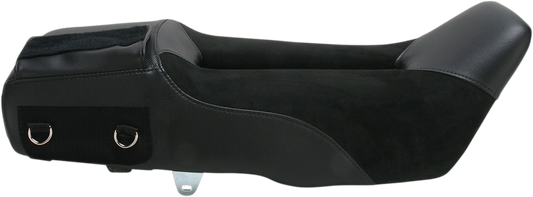 Bill's Exhausts SADDLEMEN Adventure Seat for KLR 650 motorcycle, showing the black seat with textured surface and mounting hardware.