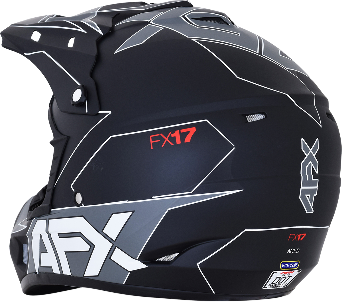Bill's Exhausts AFX FX-17 helmet in matte black and white, large size, with aerodynamic design and clear visor.
