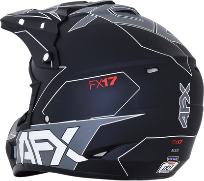 Bill's Exhausts AFX FX-17 helmet in matte black and white, large size, with aerodynamic design and clear visor.