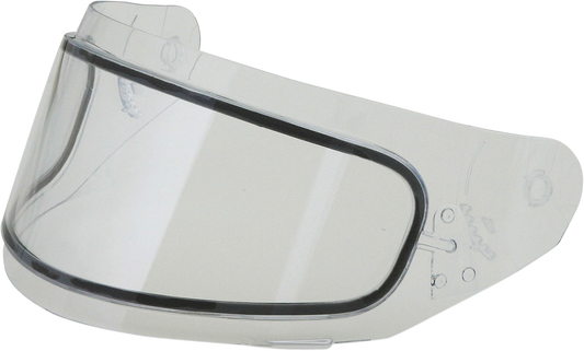 Clear AFX FX-105/FX-120 helmet shield by Bill's Exhausts, shown attached to motorcycle helmet, provides full face protection.
