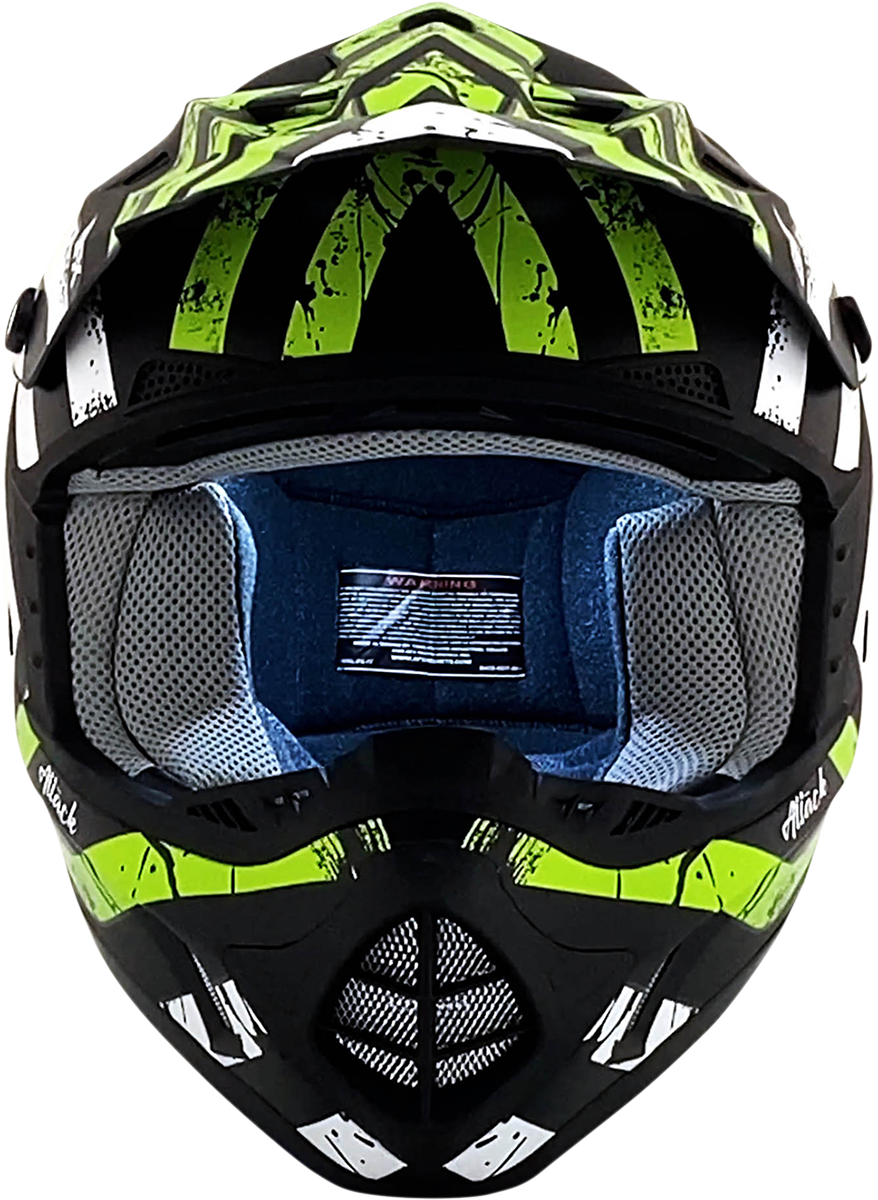 Bill's Exhausts AFX FX-17 Attack helmet in matte black and green, medium size, with aerodynamic design and ventilation vents.