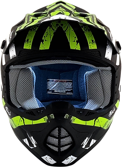 Bill's Exhausts AFX FX-17 Attack helmet in matte black and green, medium size, with aerodynamic design and ventilation vents.