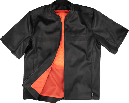 Black ICON Short Track™ Jacket with short sleeves, medium size, showing front view and lightweight fabric.