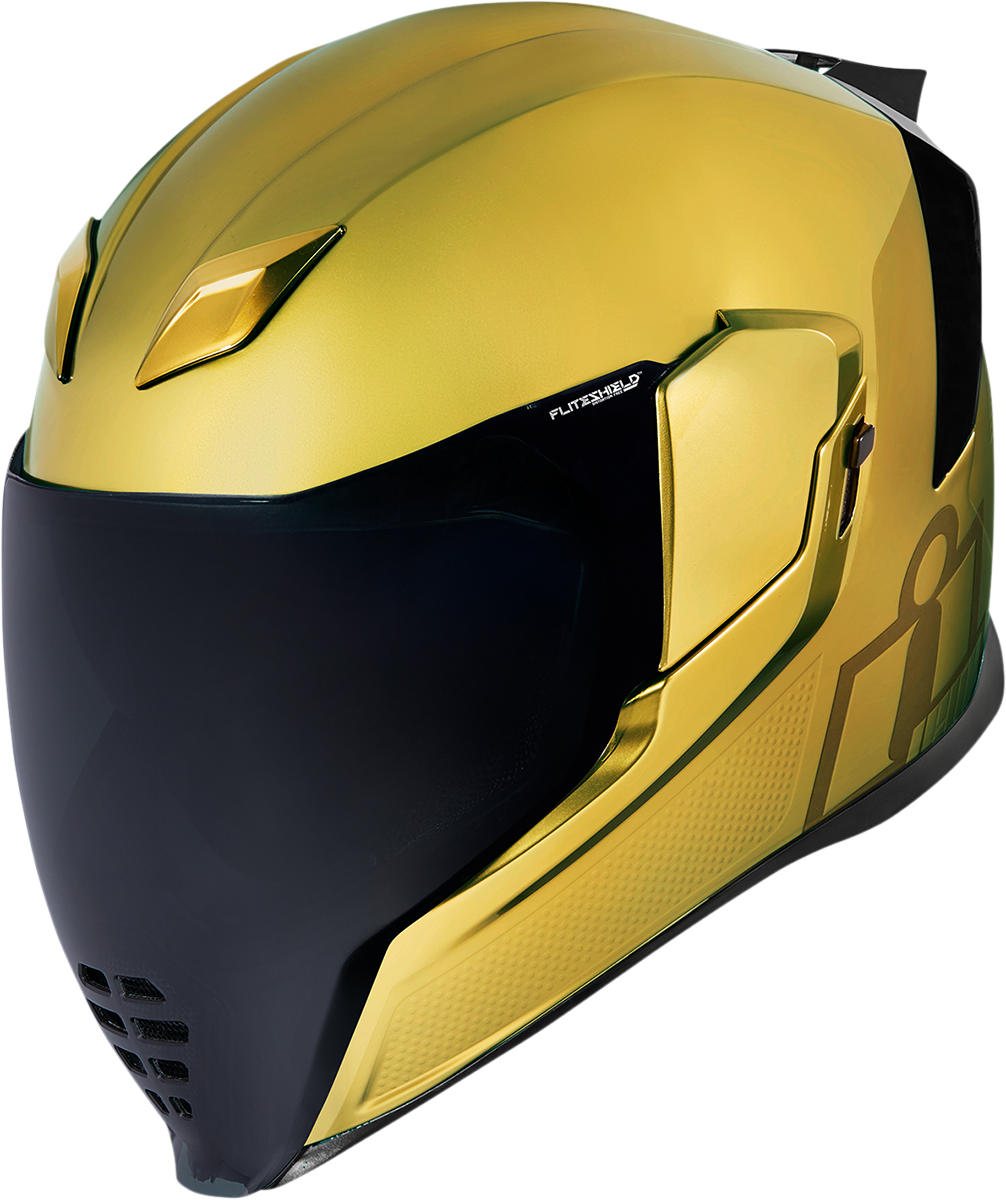 Bill's Exhausts ICON Airflite™ Helmet Jewel MIPS Gold Large, front view showcasing the aerodynamic design and vibrant gold color.