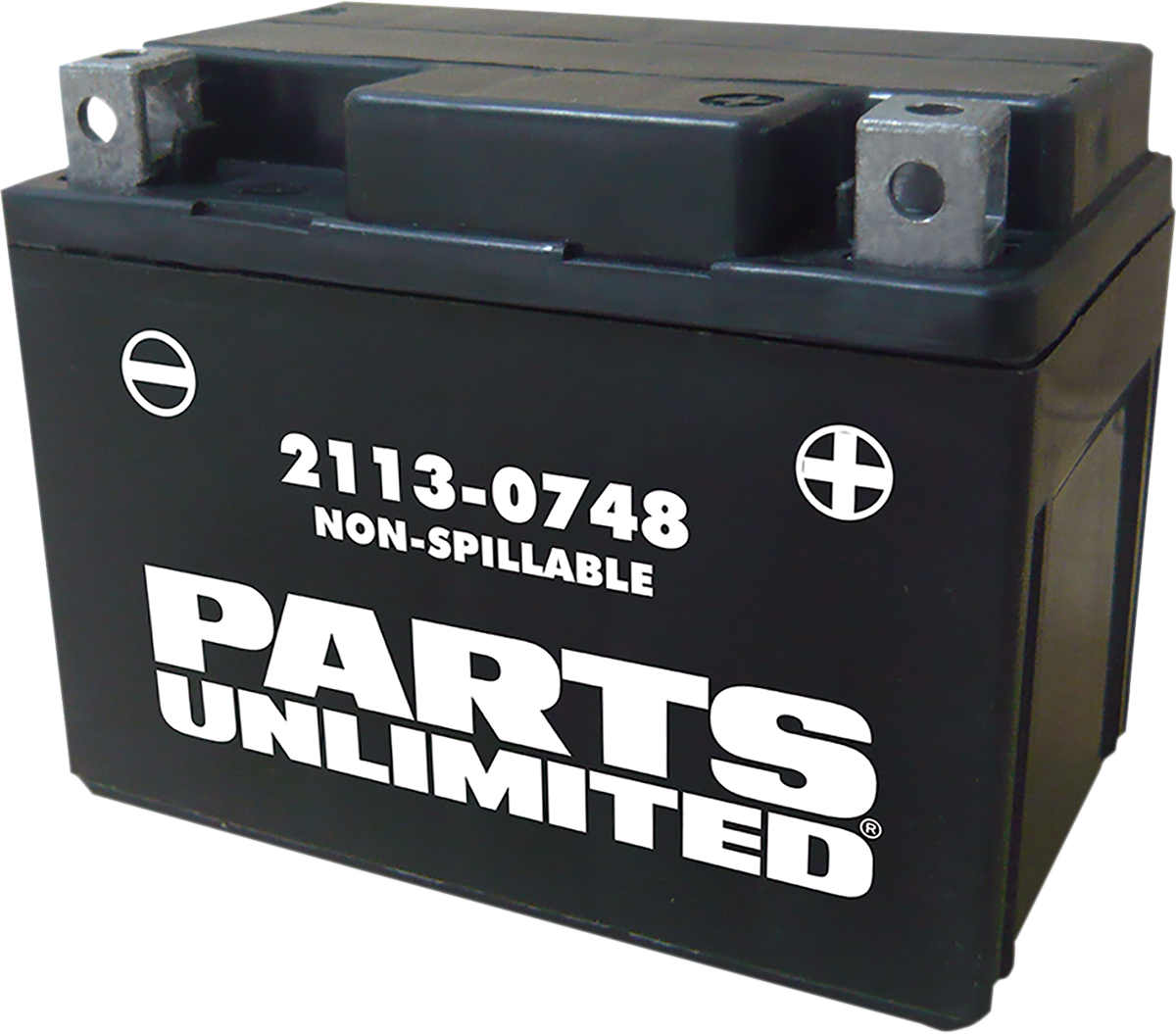 Parts Unlimited YTX4L AGM battery for motorcycles, showing the maintenance-free, reliable power source with visible terminals and casing.
