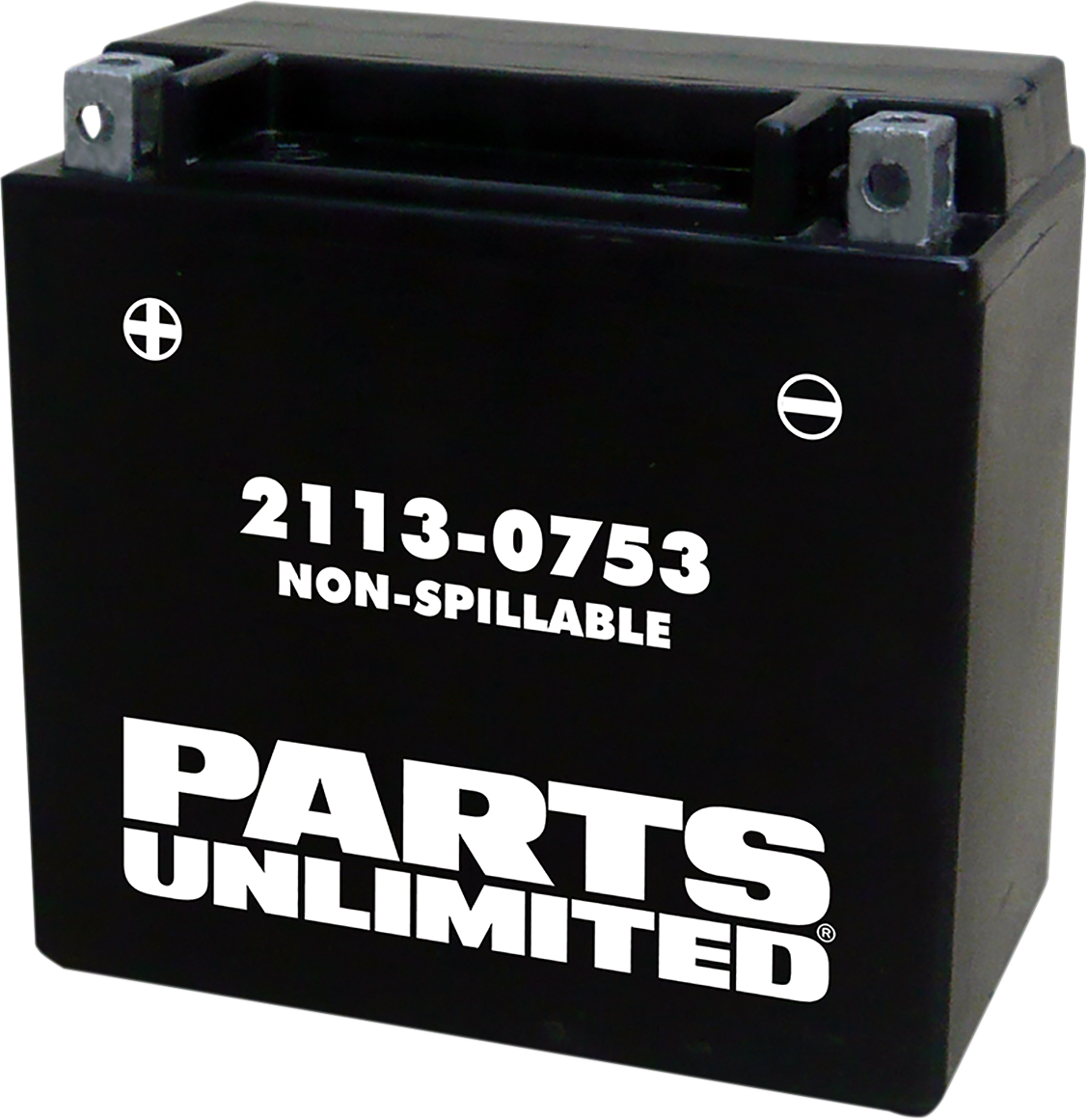 Parts Unlimited AGM motorcycle battery YTX14 CTX14, maintenance-free sealed battery with terminals and compact design.