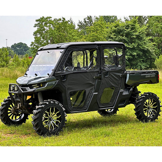 Seizmik Can-Am Defender HD10 rear framed soft door kit with fabric panels and framing for added protection and coverage.