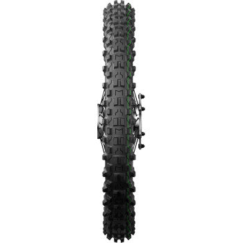 Michelin Enduro Medium 2 front tire, 90/100-21 size, mounted on motorcycle wheel with tread pattern visible.