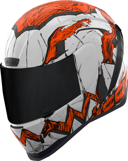 White ICON Airform™ Trick or Street 3 helmet in small size, featuring a sleek aerodynamic design and bold graphics.