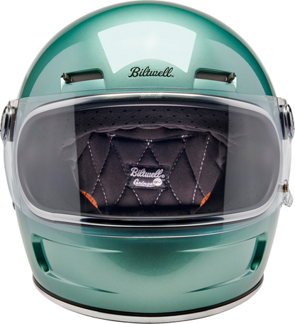 BILTWELL Gringo SV helmet in metallic seafoam, medium size, with a shiny finish and aerodynamic design.