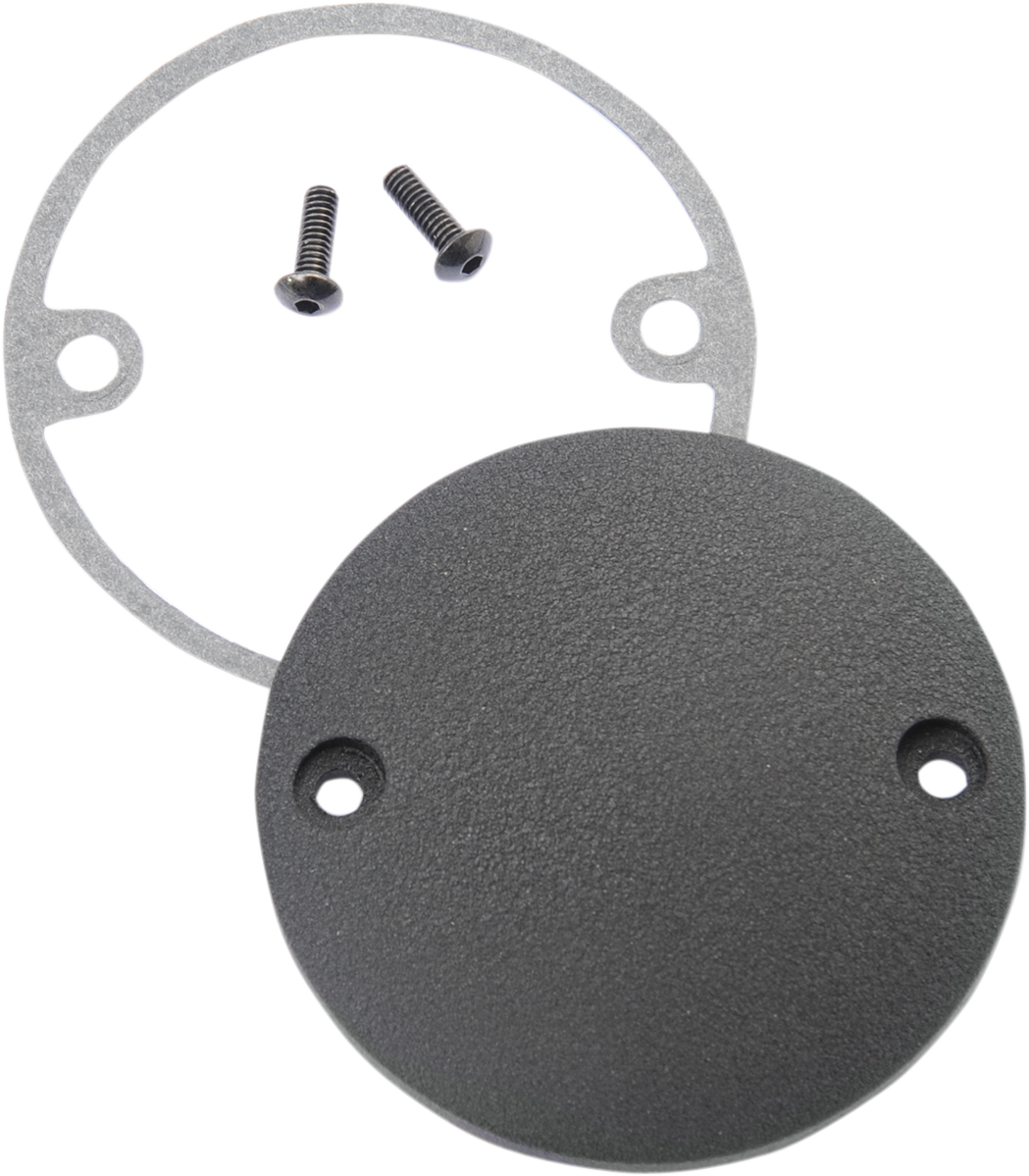 Black wrinkle finish points cover for Harley Davidson, DRAG SPECIALTIES 30-0152KWB, with detailed textured surface.