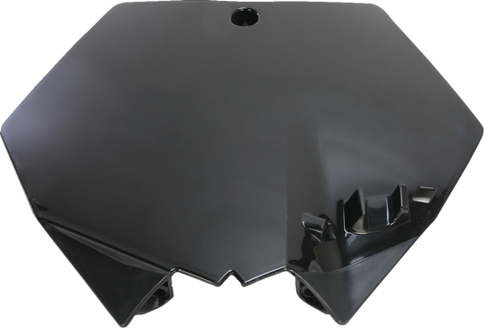 Acerbis black front number plate for motorcycles, body part designed for durability and style, shown in the product image.