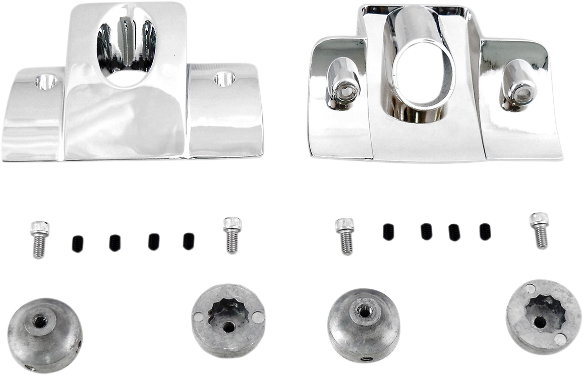 Chrome spark plug cover kit for Harley-Davidson Sportster by DRAG SPECIALTIES, showing shiny chrome finish and installation details.