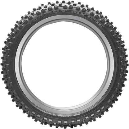Dunlop Geomax MX53 front motorcycle tire in 60/100-14 size, designed for intermediate-hard terrain with rugged tread pattern.