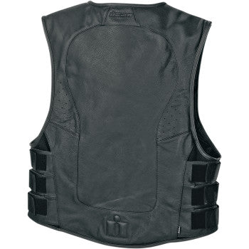 Black ICON Regulator™ D30® Stripped Vest in 4XL by Bill's Exhausts, showing detailed front view with adjustable straps.