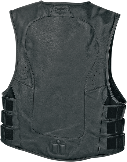 Bill's Exhausts ICON Regulator D30 Stripped Vest in black, size L/XL, featuring a sleek, fitted design with armor panel details.
