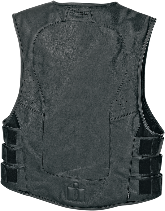 Bill's Exhausts ICON Regulator D30 Stripped Vest in black, size L/XL, featuring a sleek, fitted design with armor panel details.