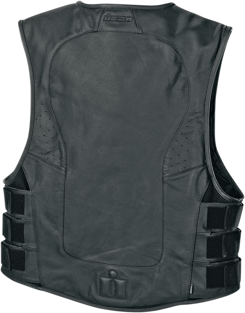 Black ICON Regulator™ D30® Stripped Vest by Bill's Exhausts, size 2X/3X, shown with detailed front view.