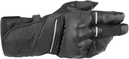 Black ALPINESTARS WR-1 V2 Gore-Tex gloves for motorcycle riding, small size, shown with textured fabric and reinforced fingertips.
