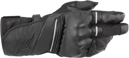 Black ALPINESTARS WR-1 V2 Gore-Tex gloves for motorcycle riding, small size, shown with textured fabric and reinforced fingertips.