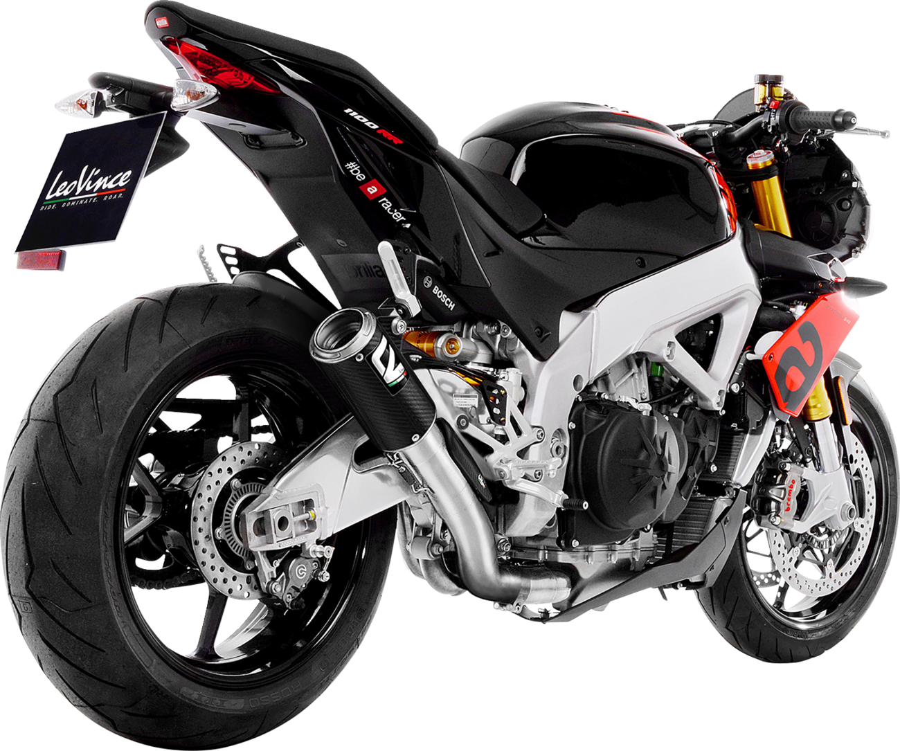 Leovince LV Corsa carbon fiber muffler for RSV4 1100 2021-2024 motorcycle exhaust system by Bill's Exhausts.